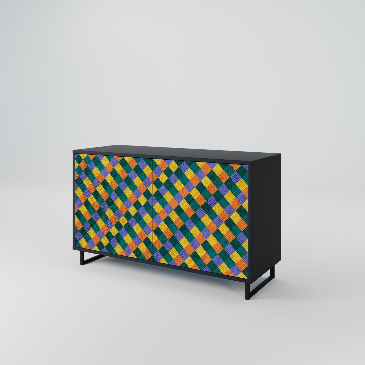 Credenza a 2 ante PAINTED SQUARES MIX in finitura nera