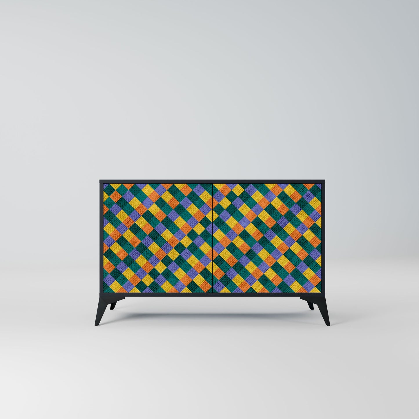 Credenza a 2 ante PAINTED SQUARES MIX in finitura nera
