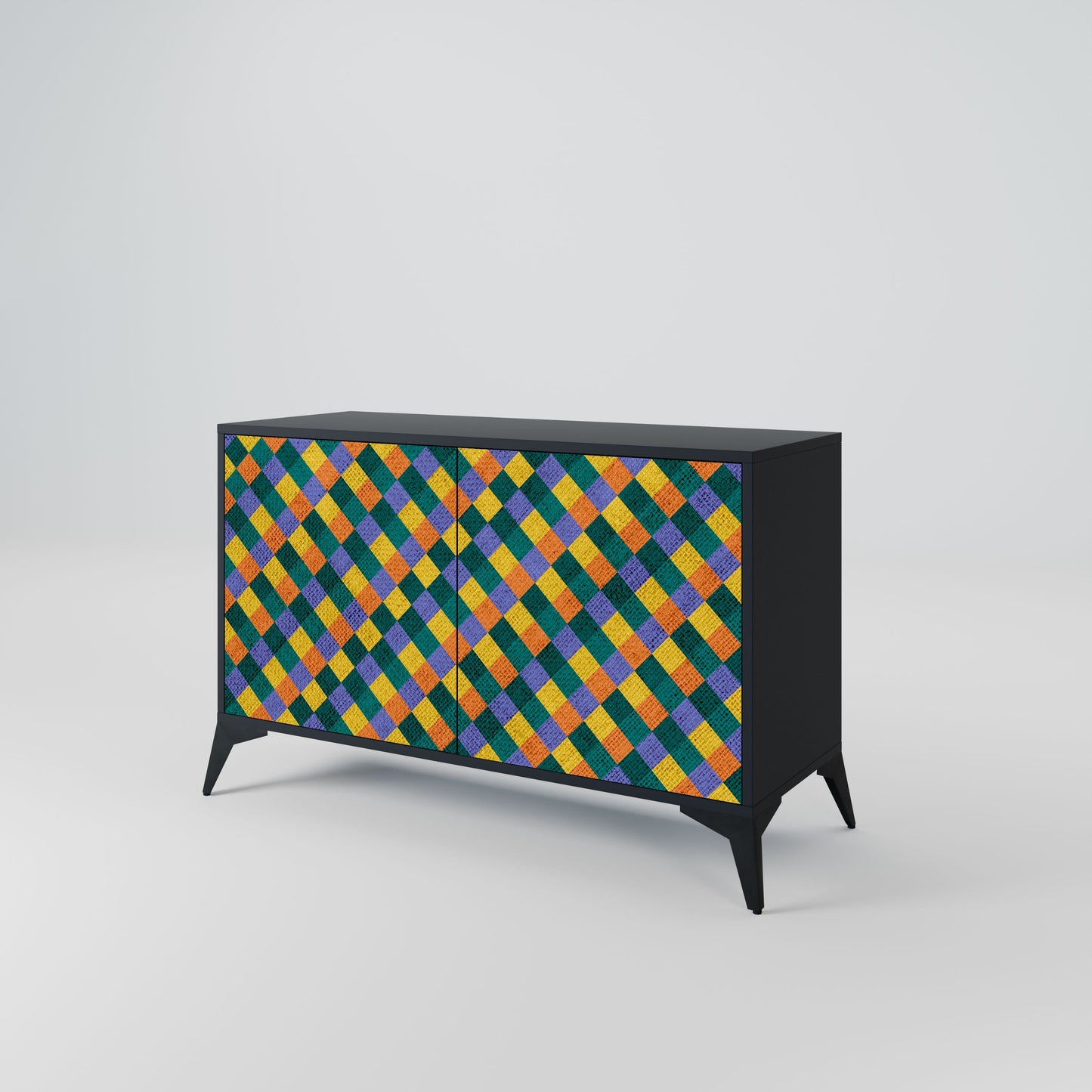 Credenza a 2 ante PAINTED SQUARES MIX in finitura nera