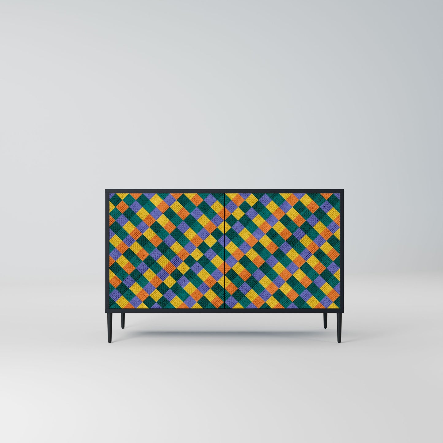 Credenza a 2 ante PAINTED SQUARES MIX in finitura nera
