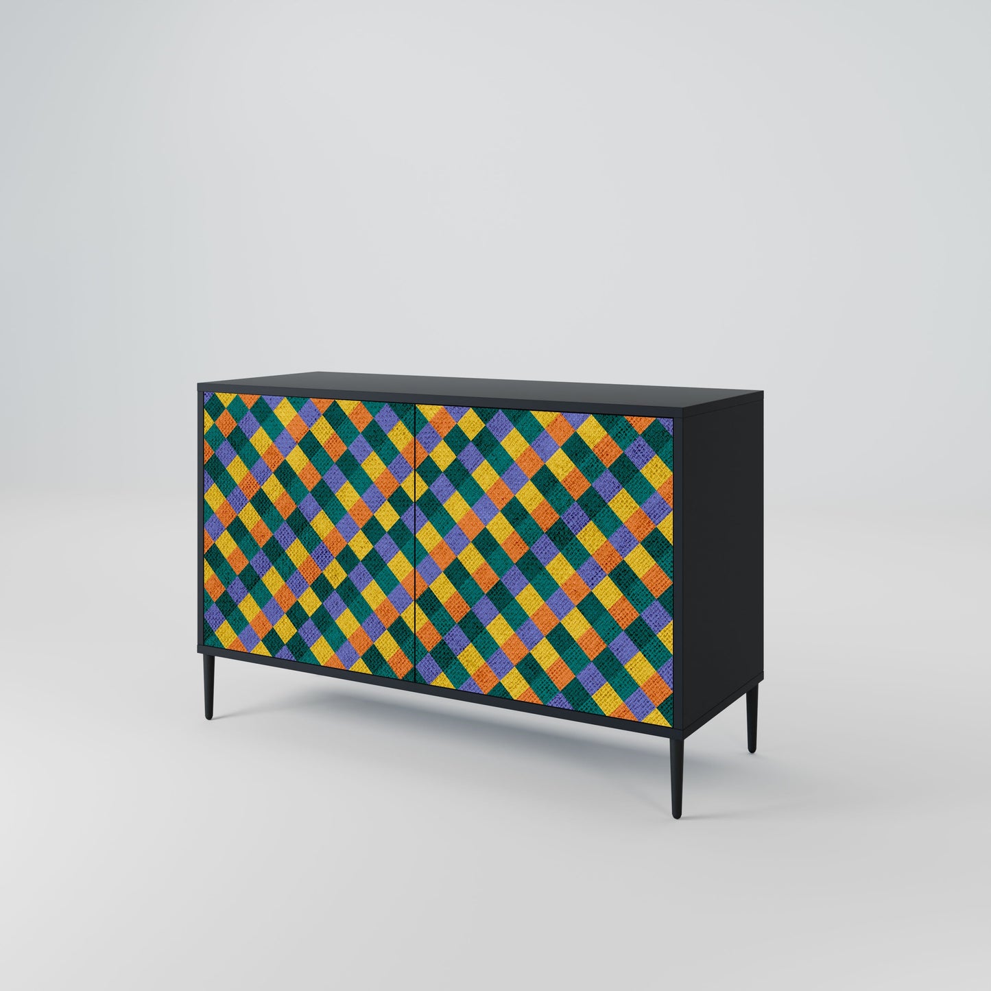 Credenza a 2 ante PAINTED SQUARES MIX in finitura nera