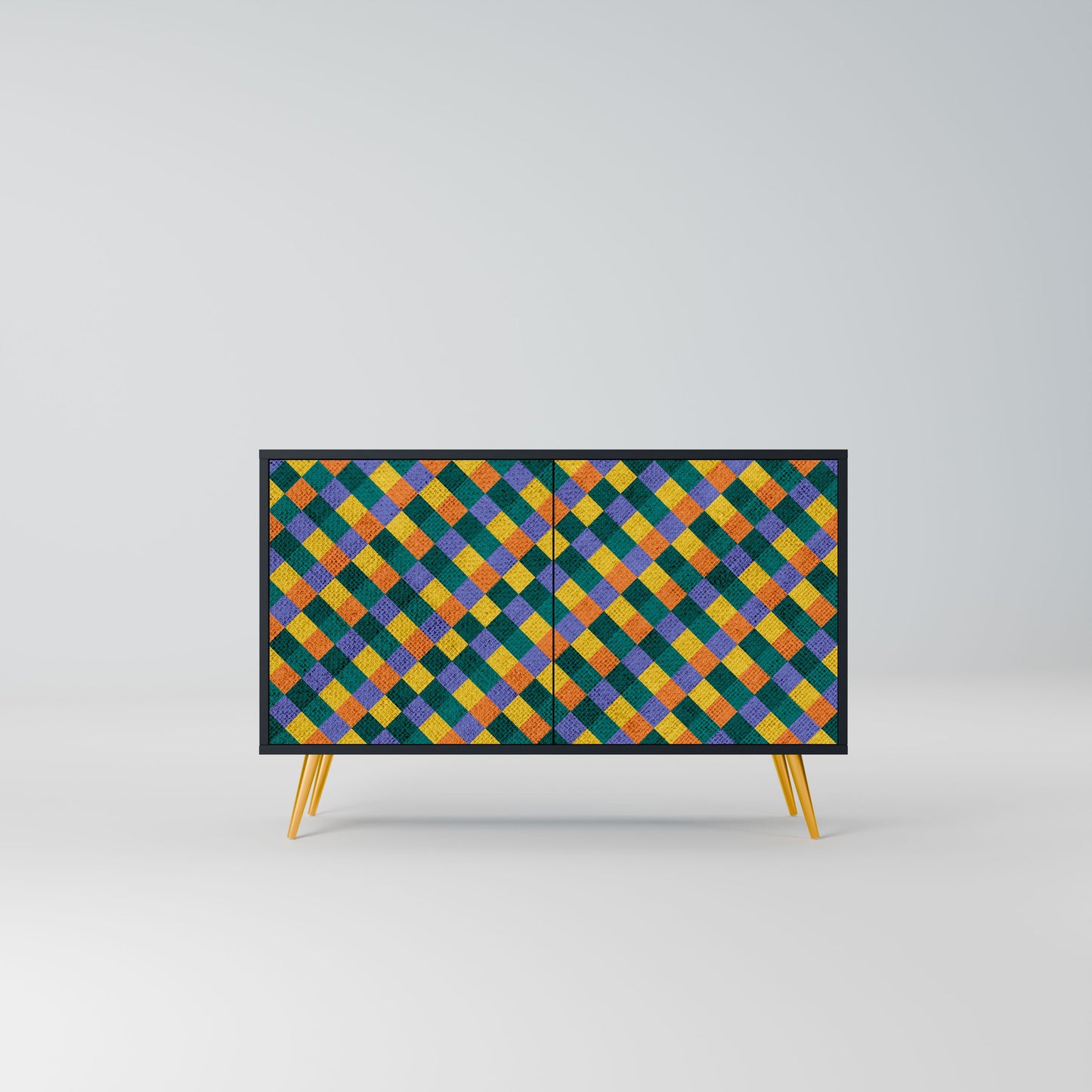 Credenza a 2 ante PAINTED SQUARES MIX in finitura nera