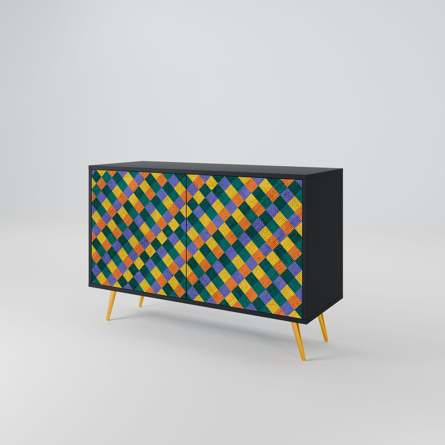 Credenza a 2 ante PAINTED SQUARES MIX in finitura nera