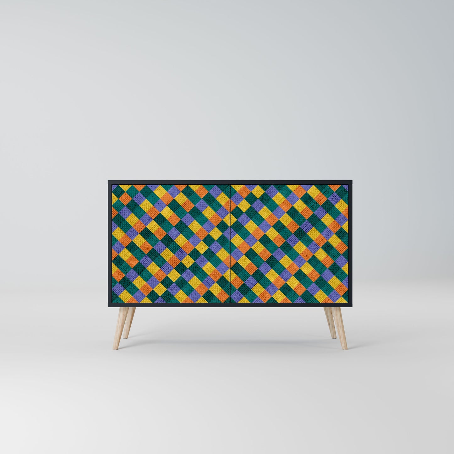 Credenza a 2 ante PAINTED SQUARES MIX in finitura nera