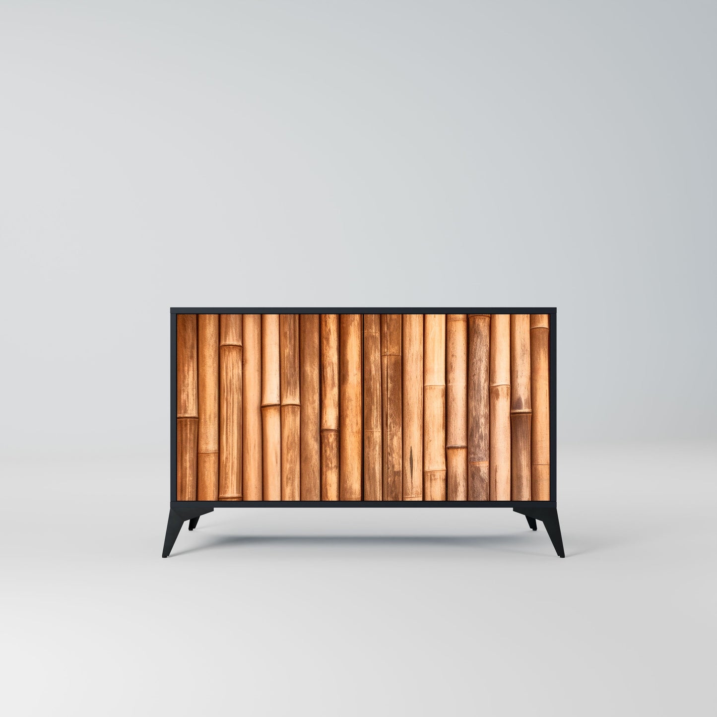 Credenza a 2 ante in LEGNO NATURALE con finitura nera