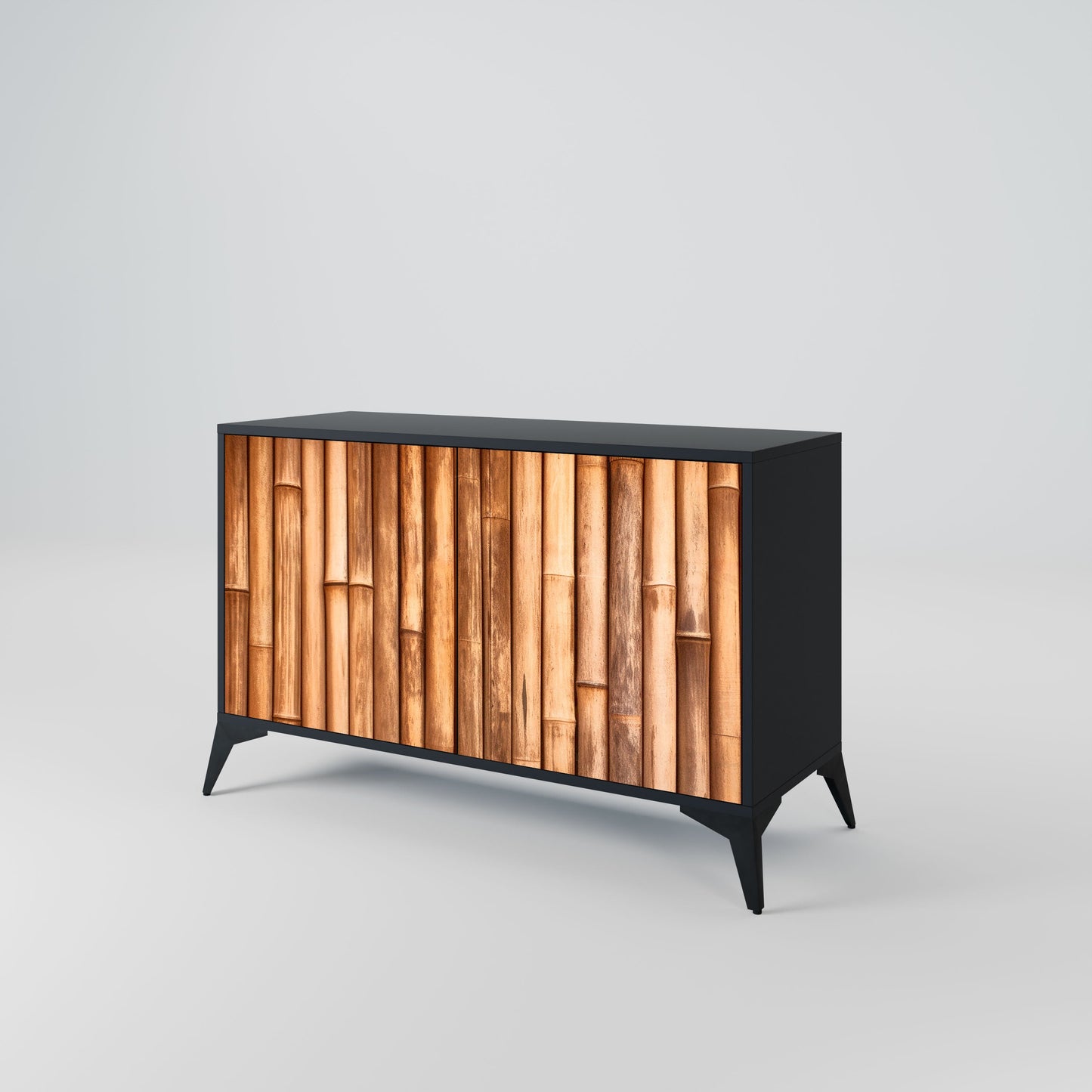Credenza a 2 ante in LEGNO NATURALE con finitura nera