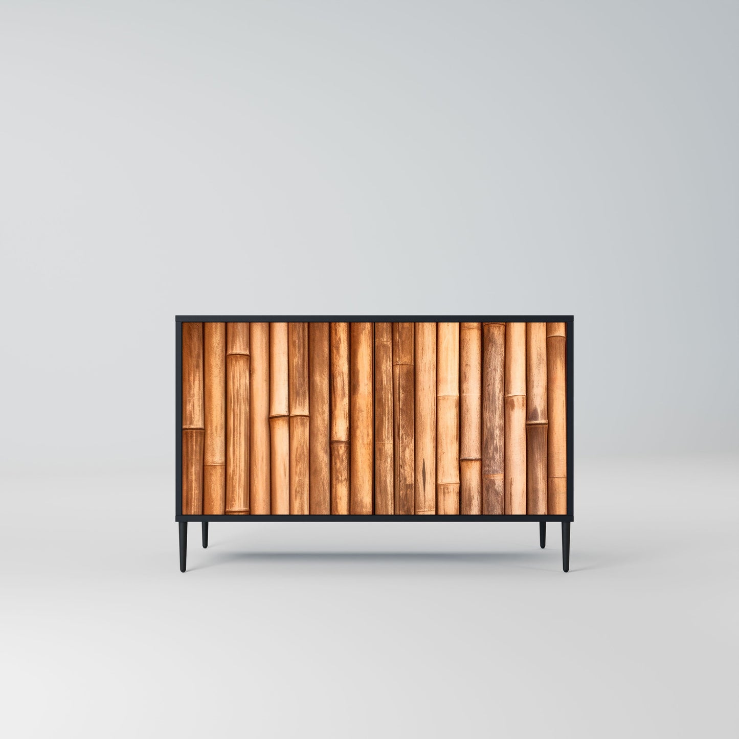 Credenza a 2 ante in LEGNO NATURALE con finitura nera