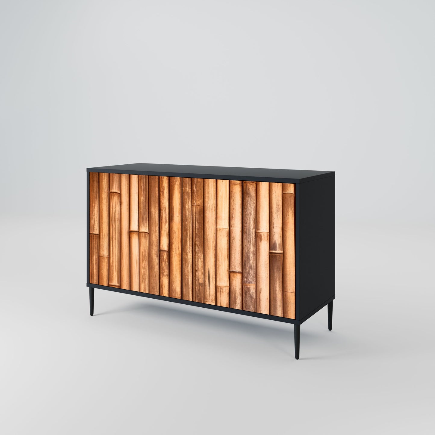 Credenza a 2 ante in LEGNO NATURALE con finitura nera