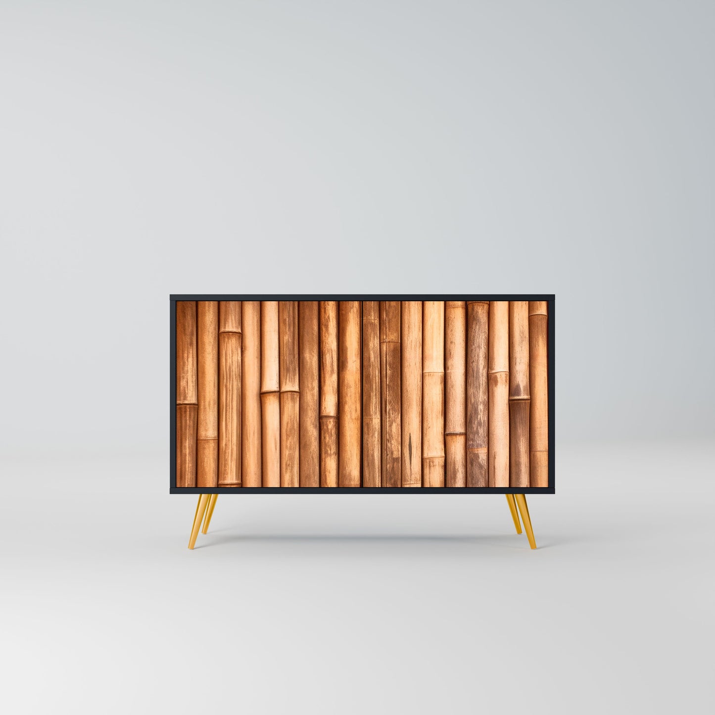 Credenza a 2 ante in LEGNO NATURALE con finitura nera