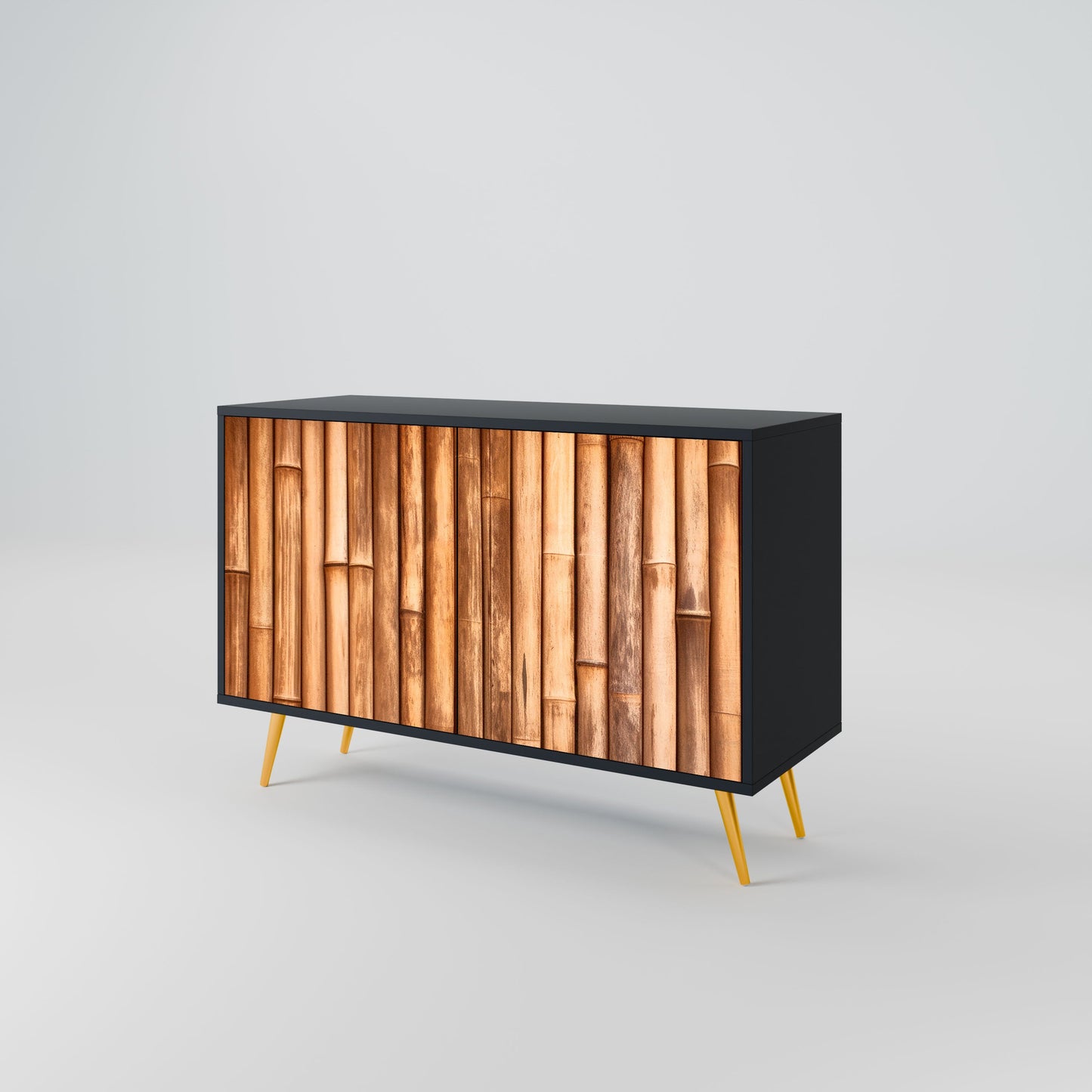 Credenza a 2 ante in LEGNO NATURALE con finitura nera