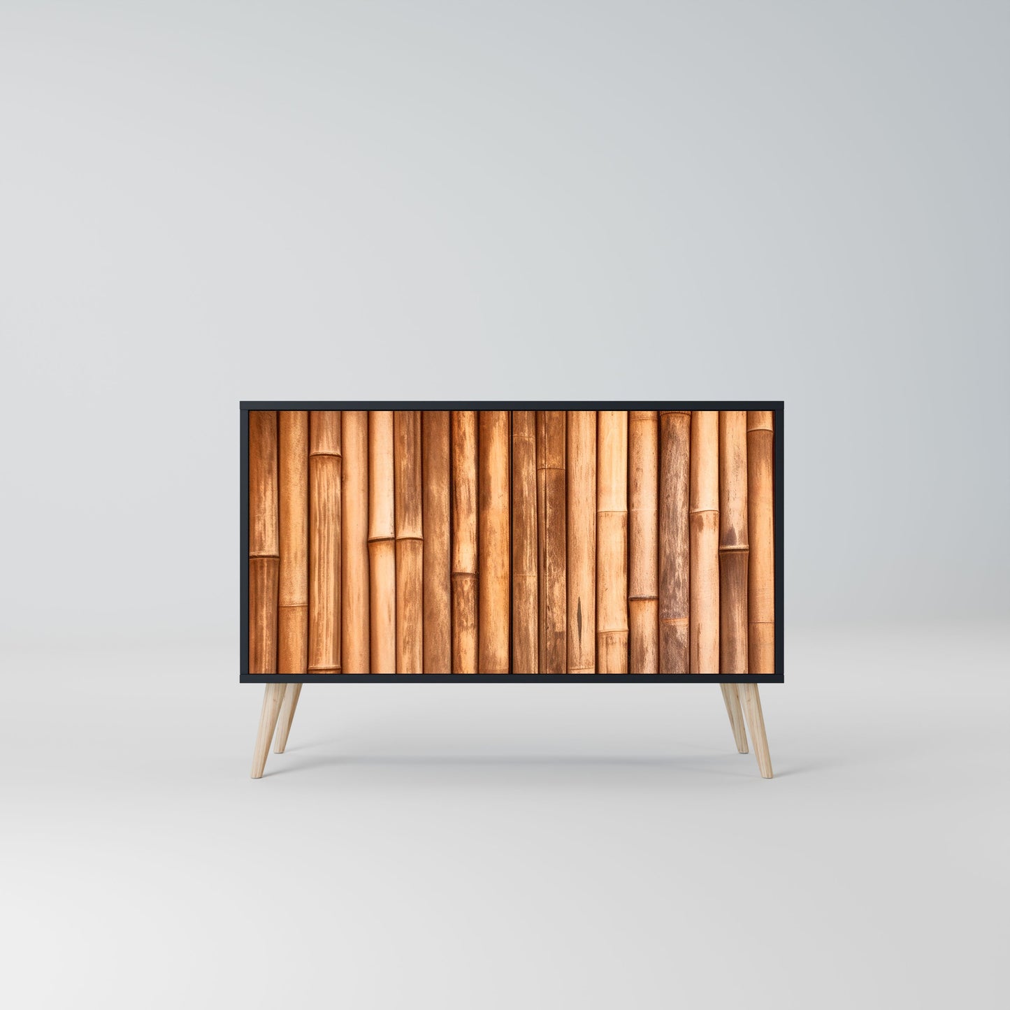 Credenza a 2 ante in LEGNO NATURALE con finitura nera