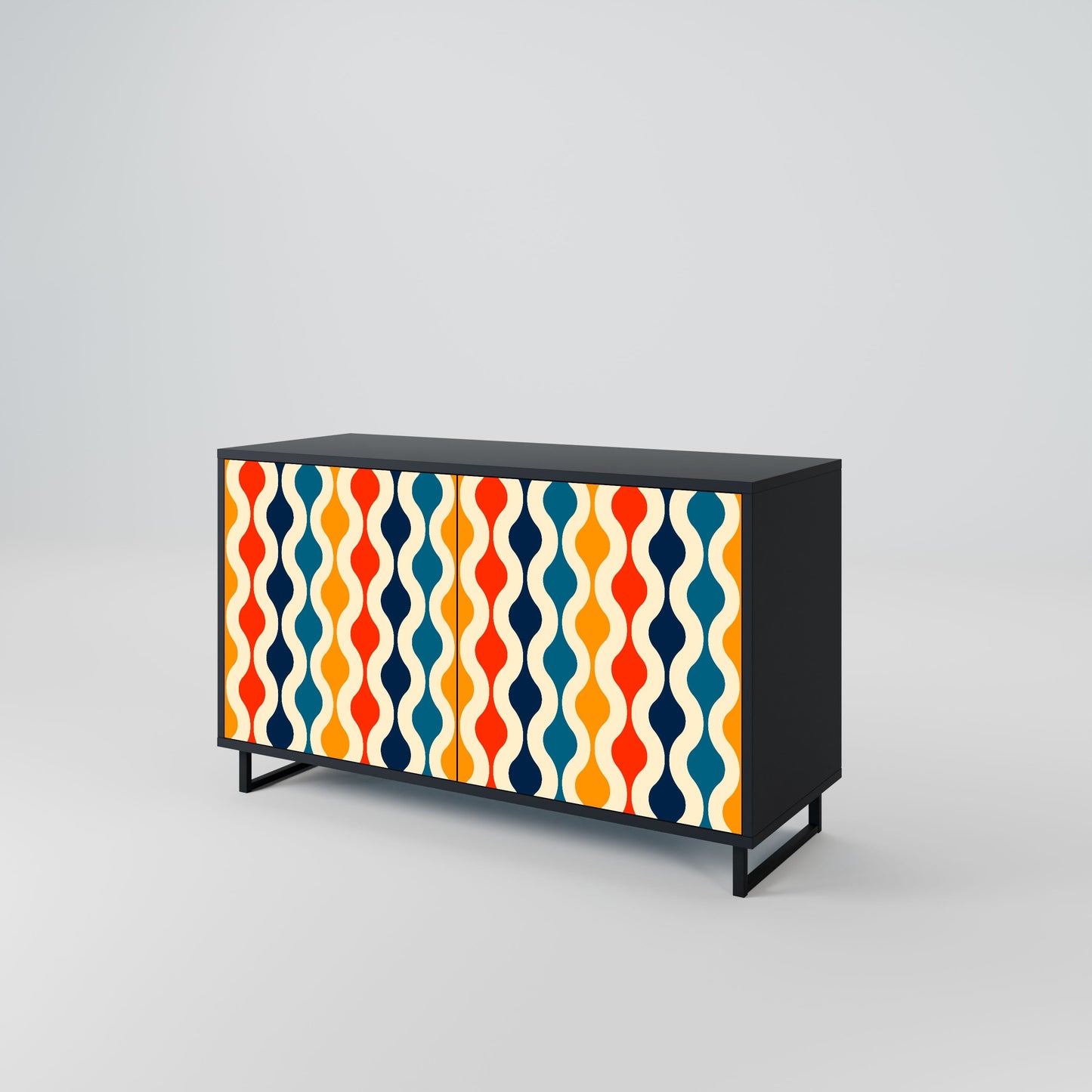 Credenza a 2 ante COLORFUL NOSTALGIA in finitura nera