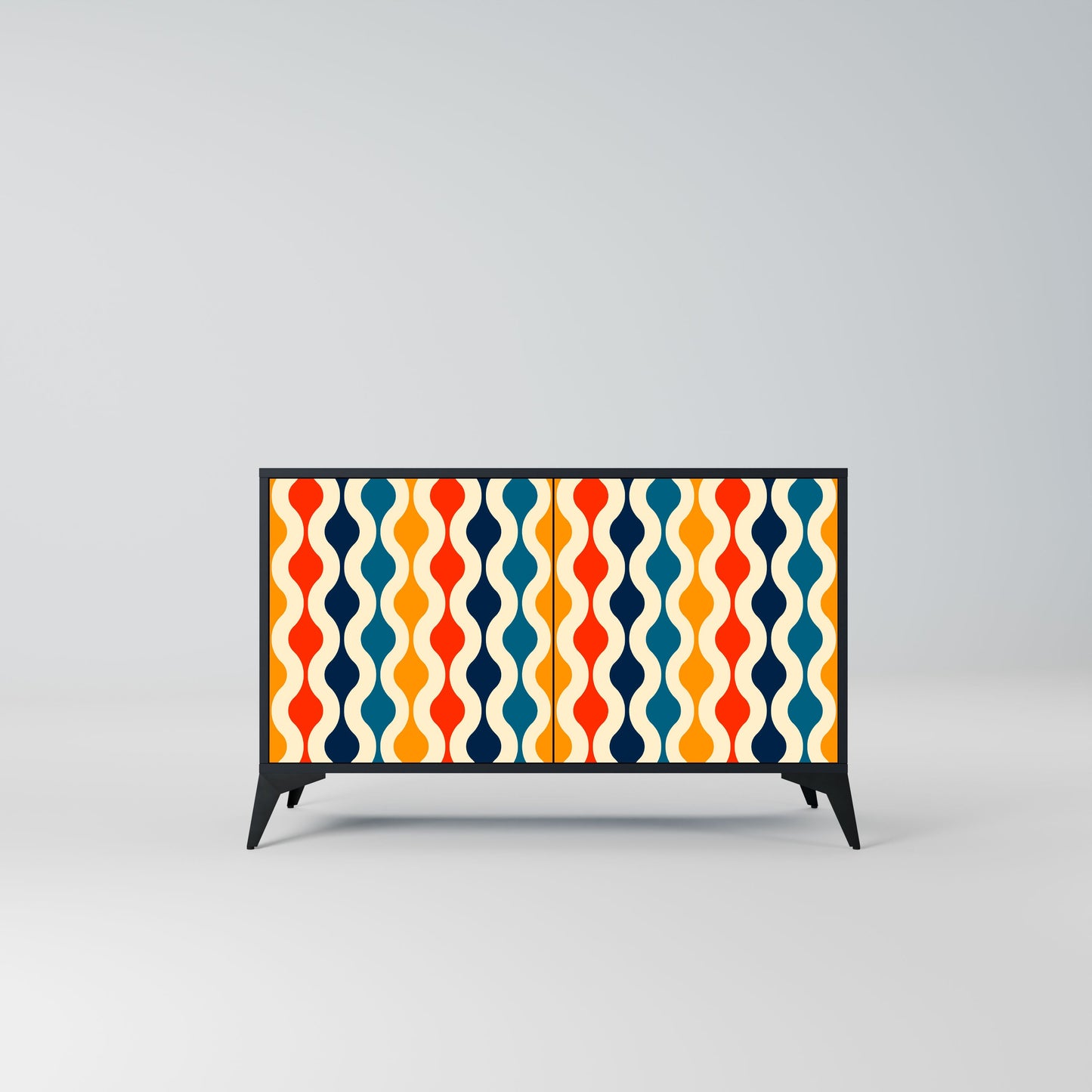 Credenza a 2 ante COLORFUL NOSTALGIA in finitura nera