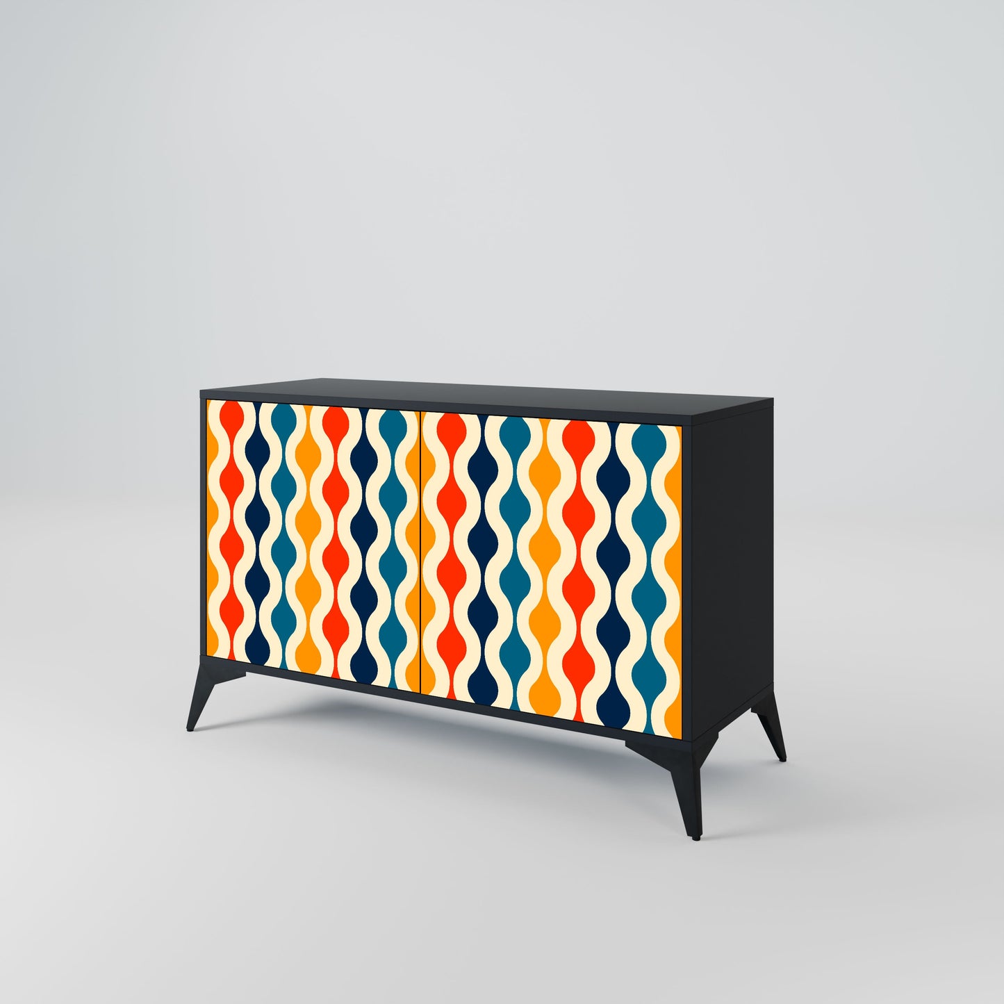 Credenza a 2 ante COLORFUL NOSTALGIA in finitura nera