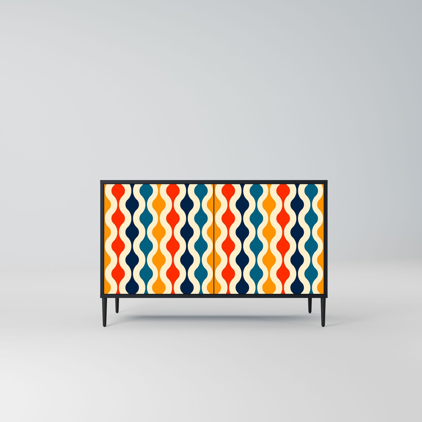 Credenza a 2 ante COLORFUL NOSTALGIA in finitura nera