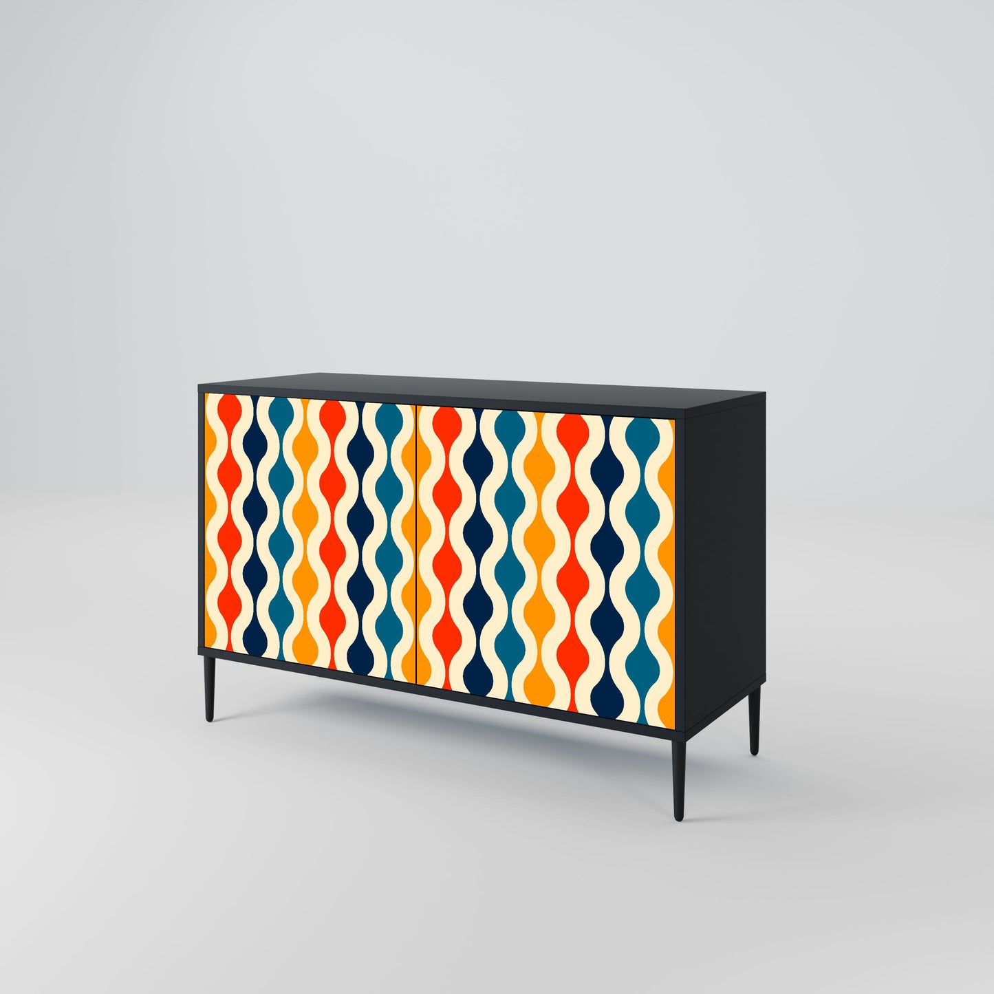 Credenza a 2 ante COLORFUL NOSTALGIA in finitura nera