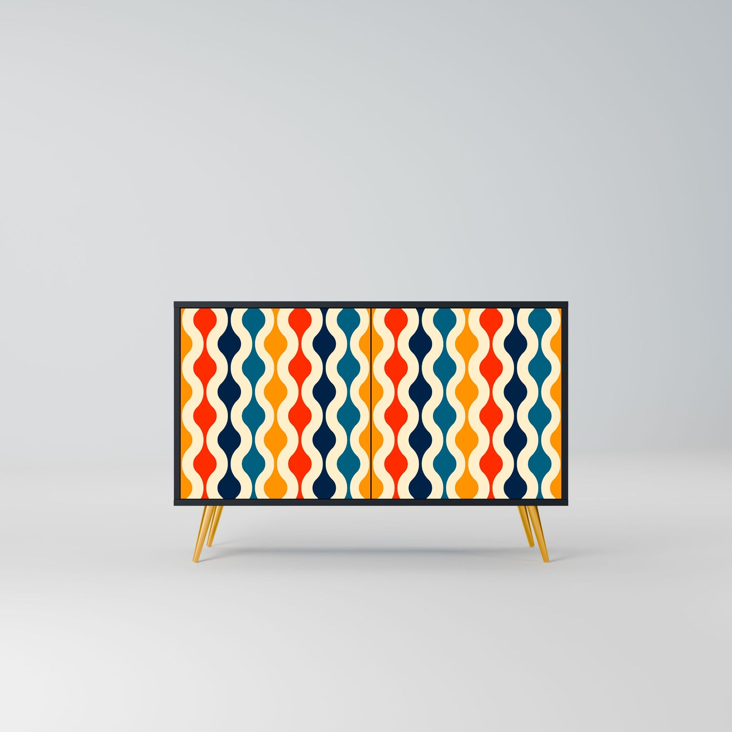 Credenza a 2 ante COLORFUL NOSTALGIA in finitura nera