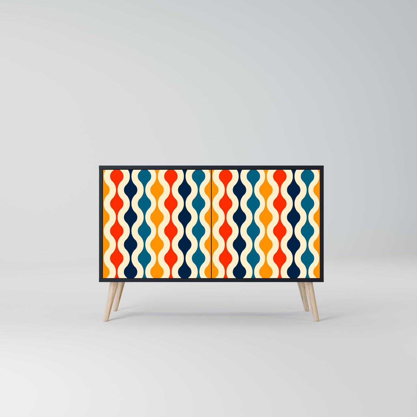 Credenza a 2 ante COLORFUL NOSTALGIA in finitura nera