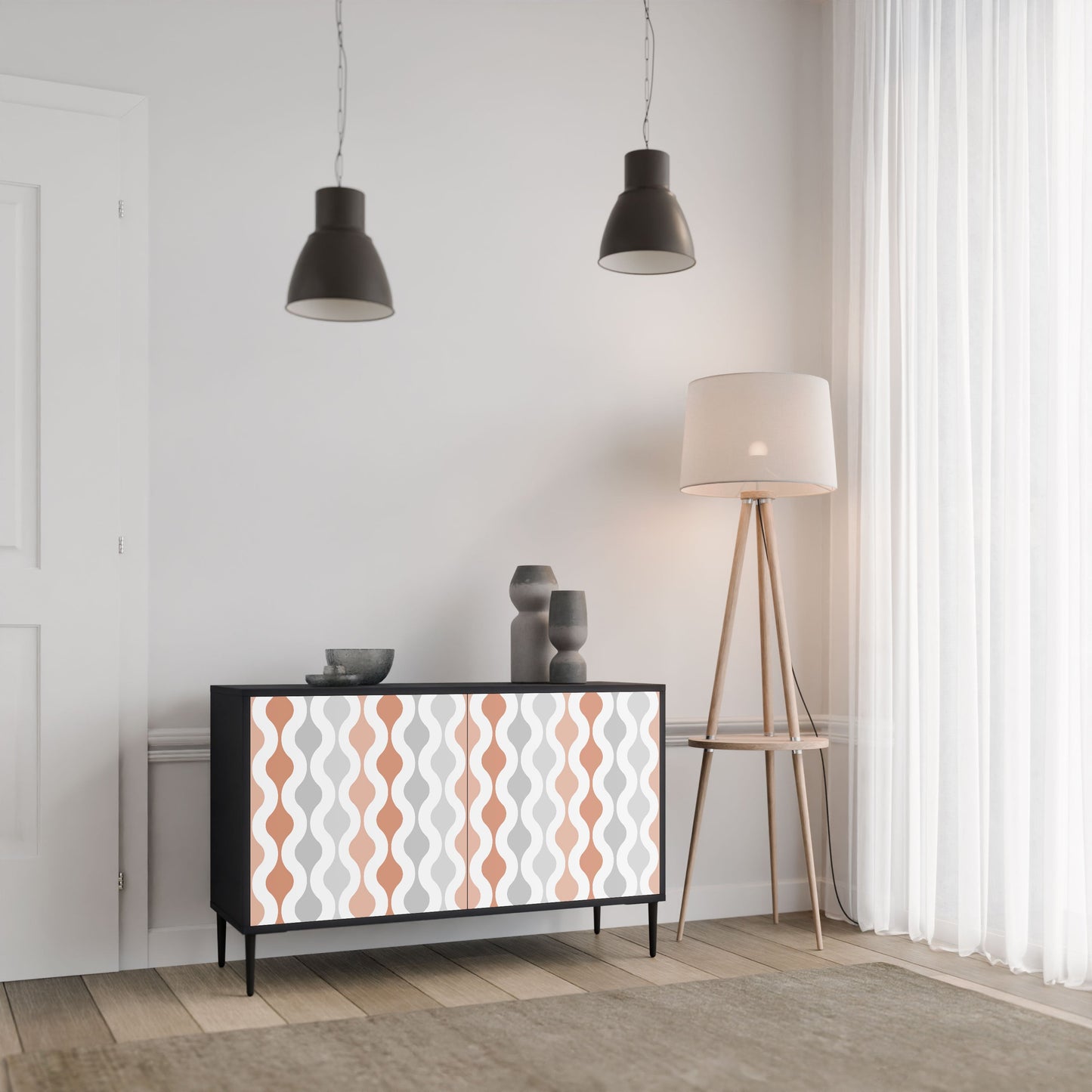 Credenza HAZY NOSTALGIA a 2 ante in finitura nera