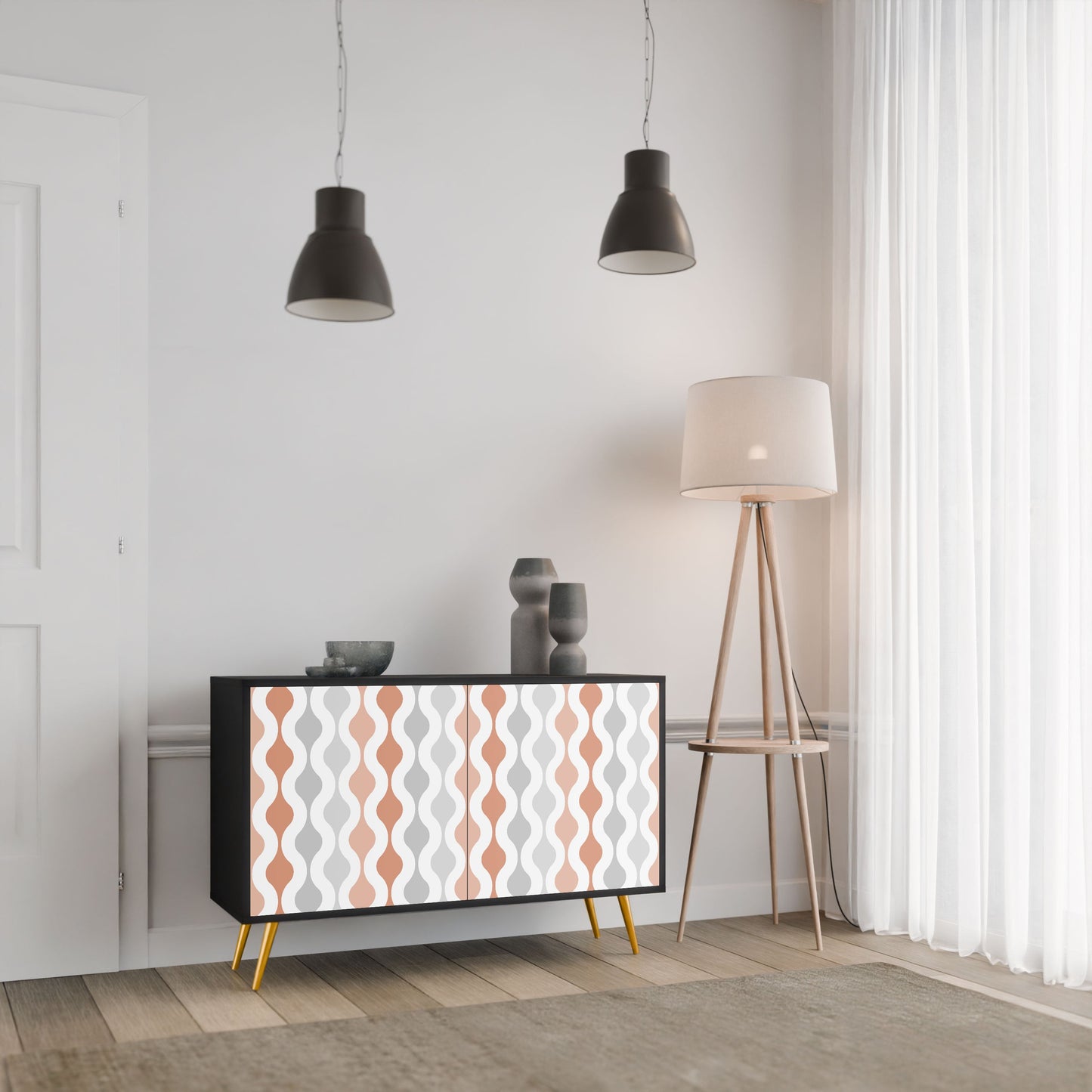 Credenza HAZY NOSTALGIA a 2 ante in finitura nera