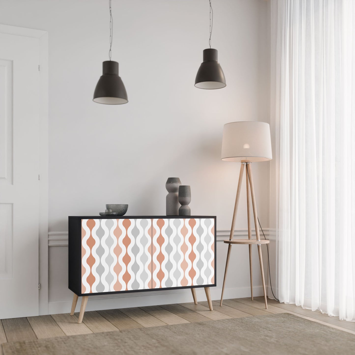 Credenza HAZY NOSTALGIA a 2 ante in finitura nera