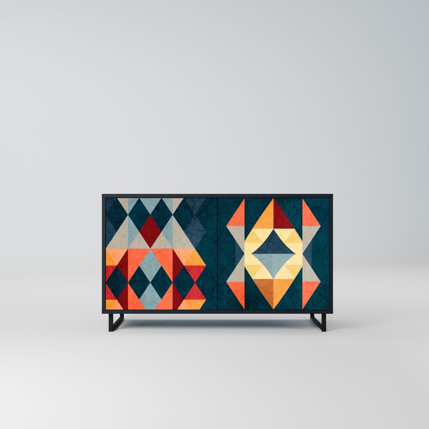 Credenza a 2 ante CRACKED ILLUSION in finitura nera