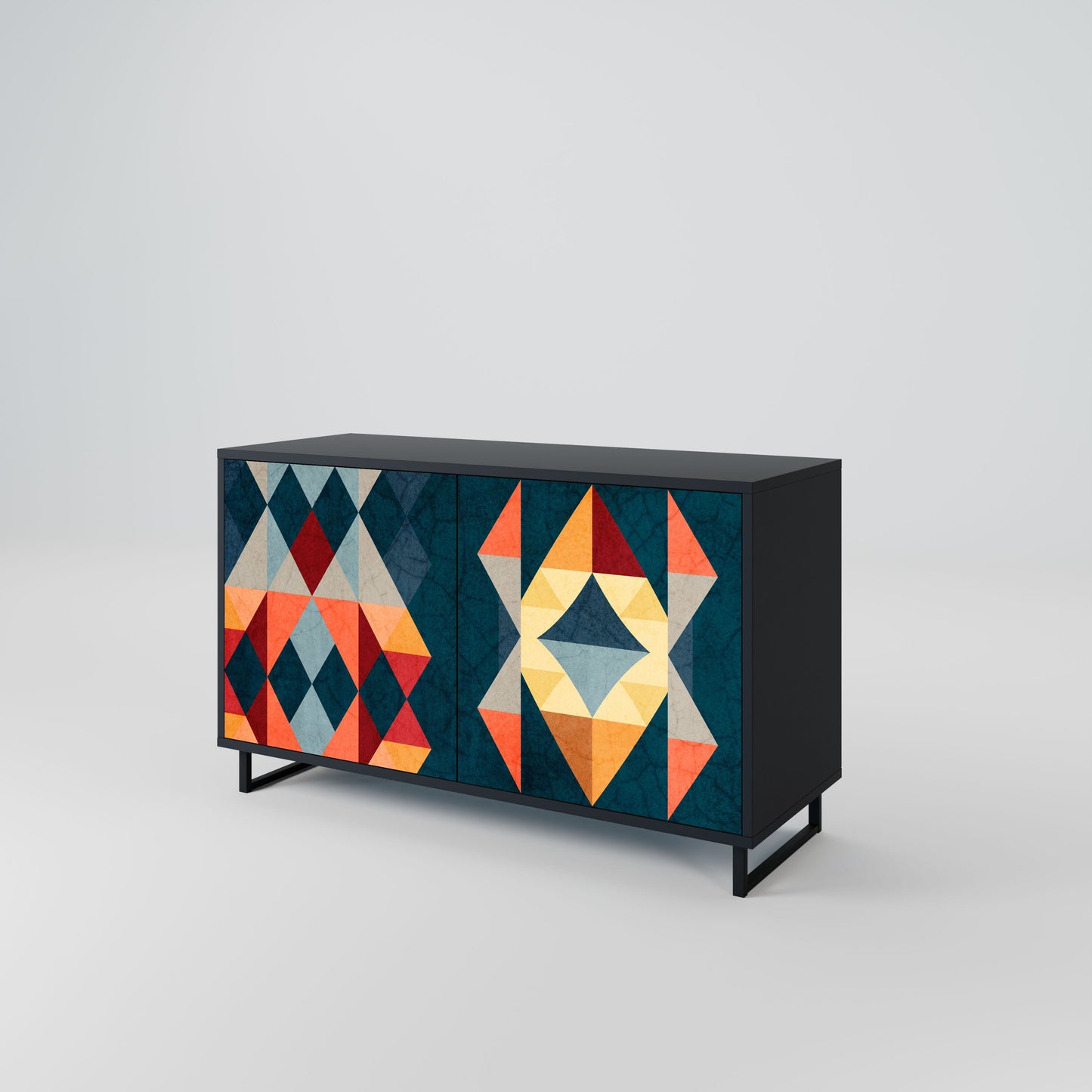 Credenza a 2 ante CRACKED ILLUSION in finitura nera