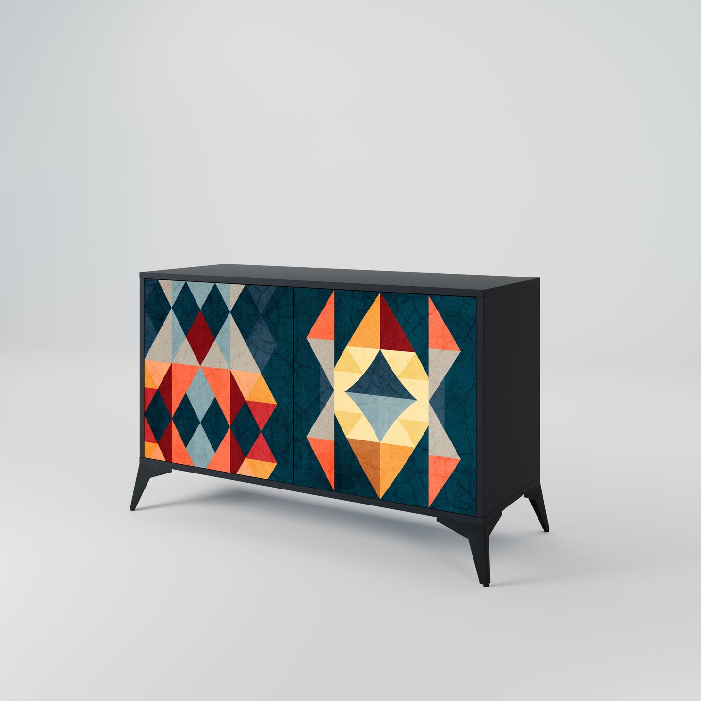 Credenza a 2 ante CRACKED ILLUSION in finitura nera