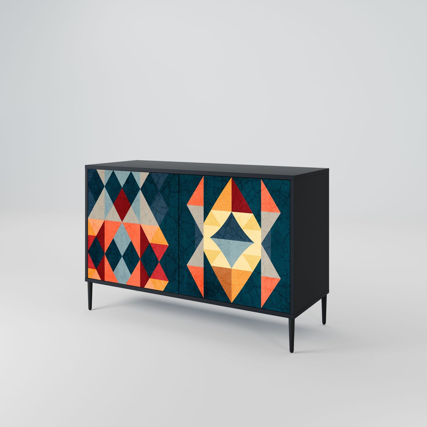 Credenza a 2 ante CRACKED ILLUSION in finitura nera