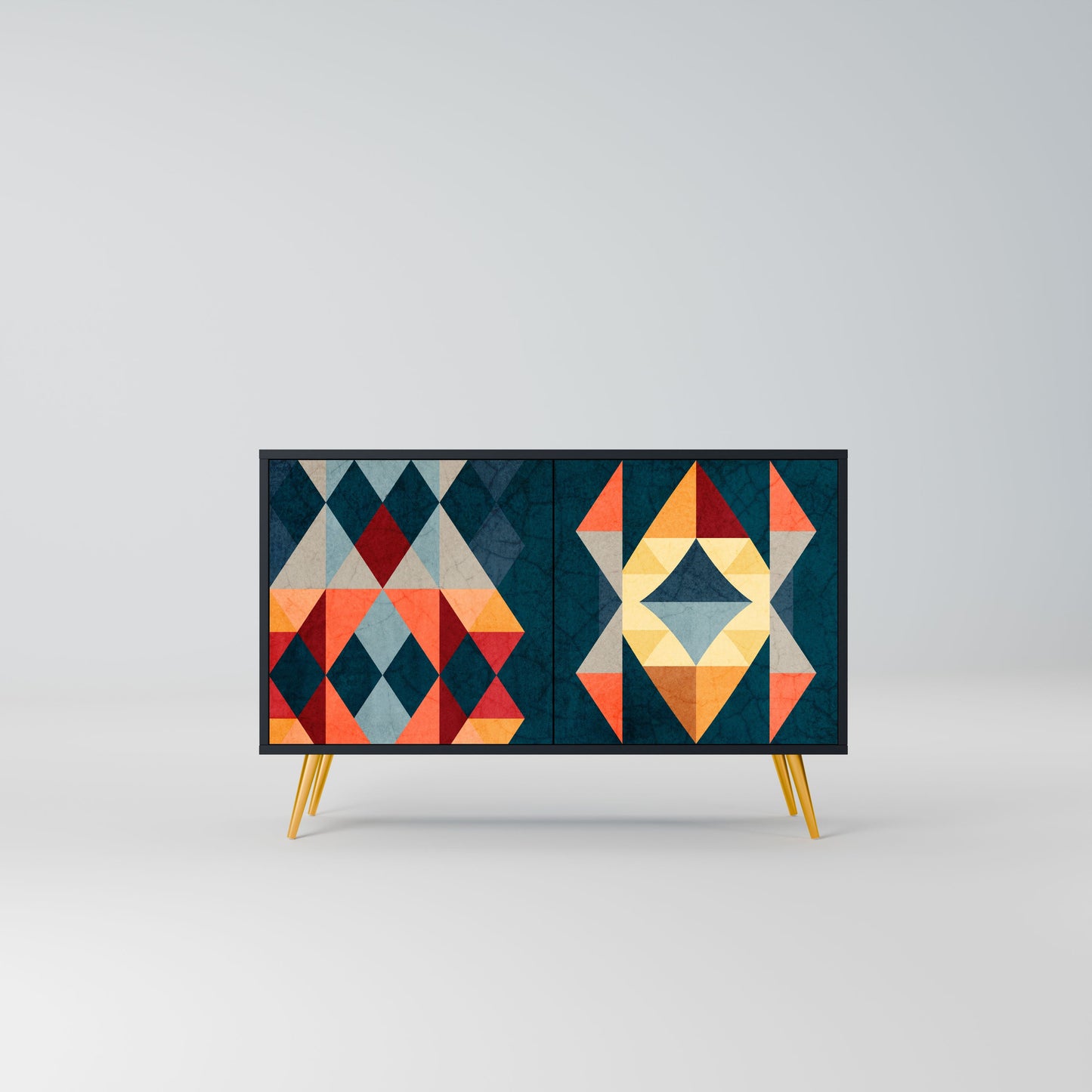 Credenza a 2 ante CRACKED ILLUSION in finitura nera