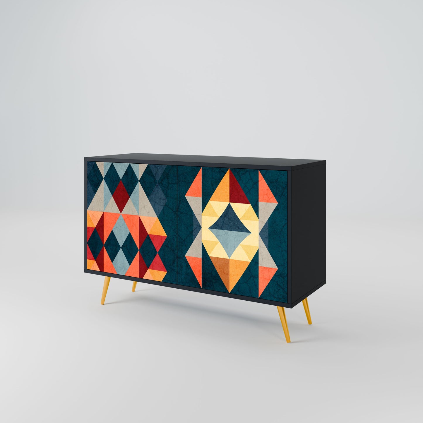 Credenza a 2 ante CRACKED ILLUSION in finitura nera