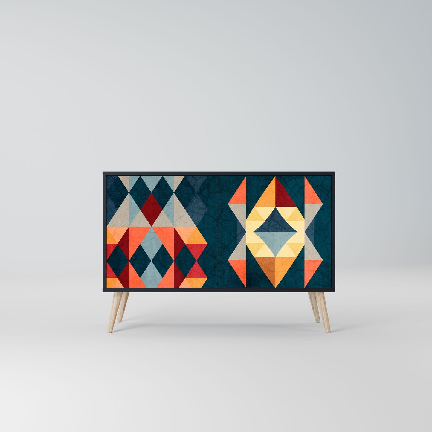 Credenza a 2 ante CRACKED ILLUSION in finitura nera