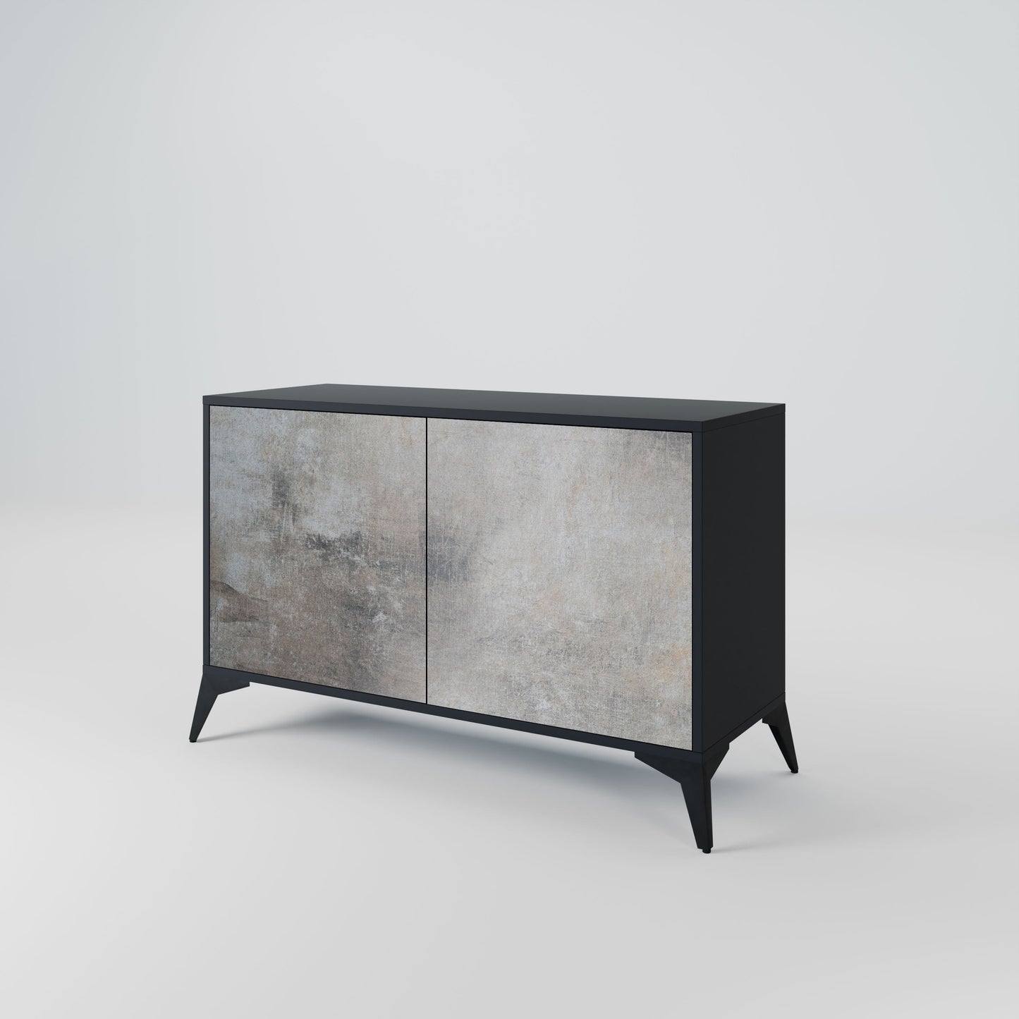 Credenza a 2 ante CONCRETE WALL in finitura nera