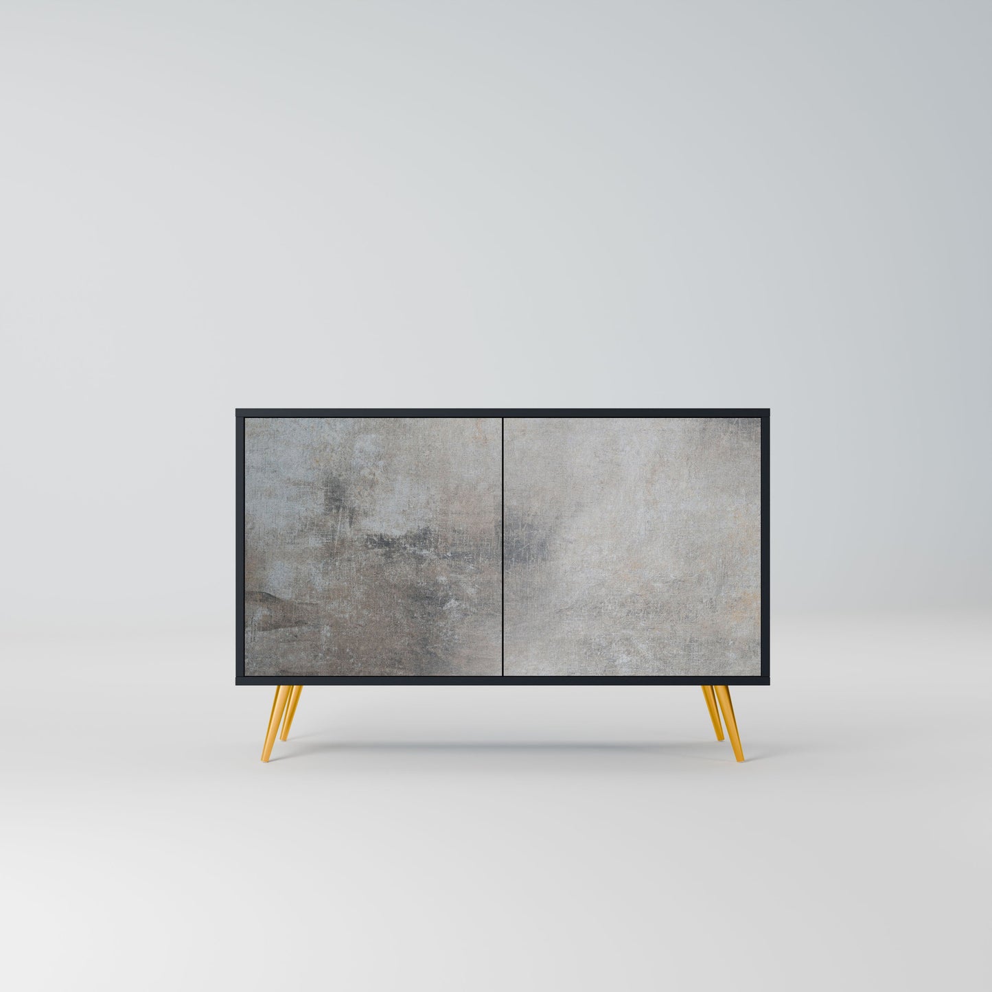 Credenza a 2 ante CONCRETE WALL in finitura nera