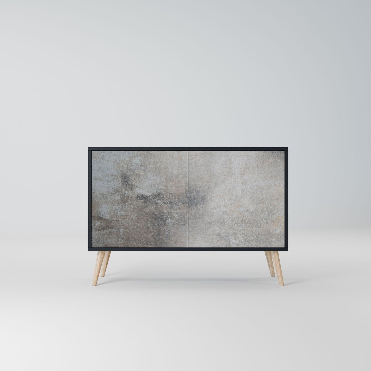 Credenza a 2 ante CONCRETE WALL in finitura nera