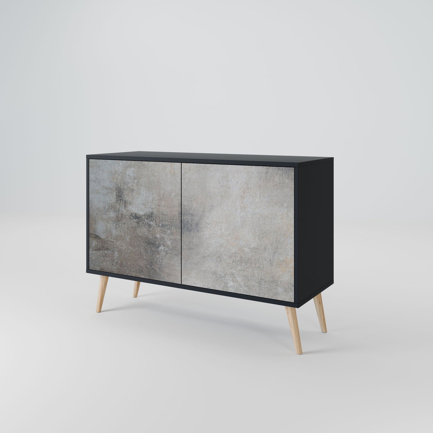 Credenza a 2 ante CONCRETE WALL in finitura nera