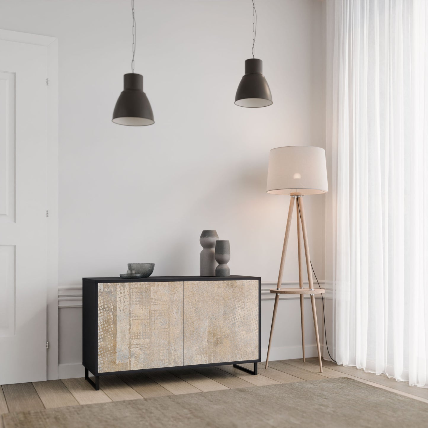 ERRORE SCHERMO Credenza a 2 ante in finitura nera