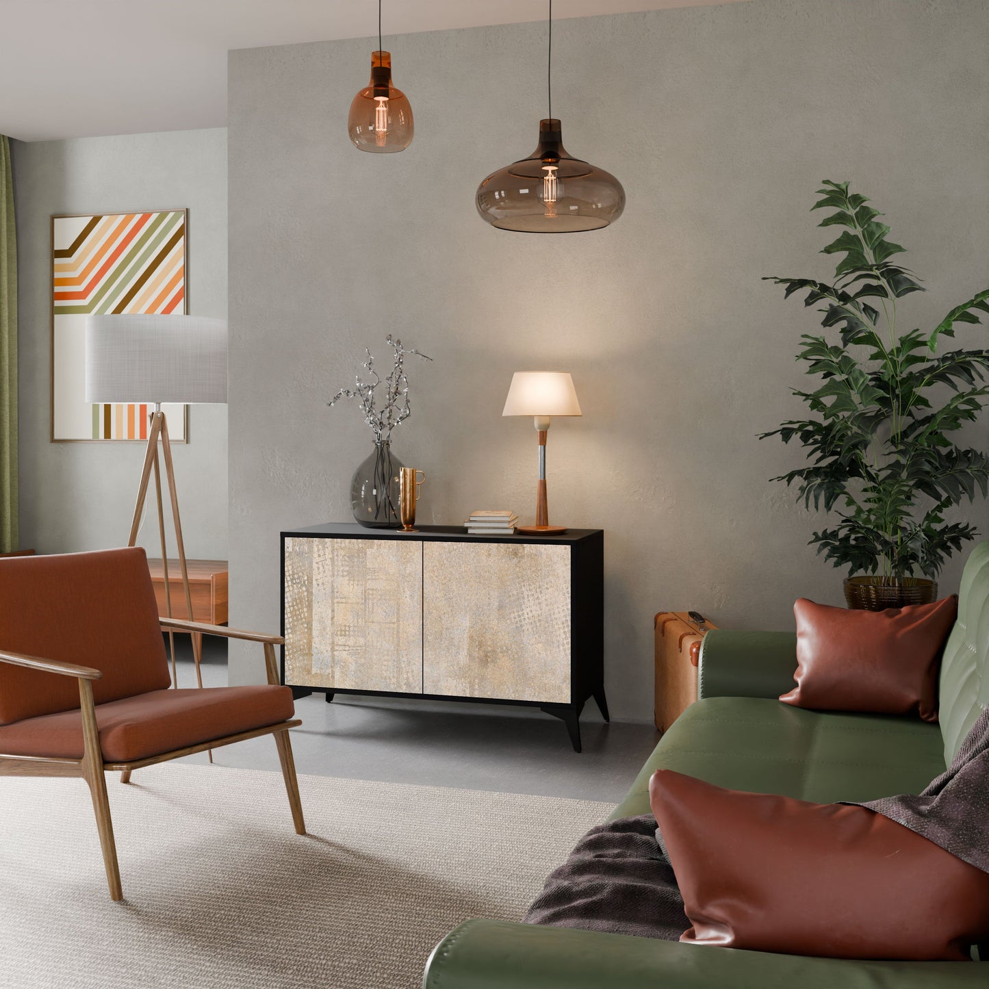 ERRORE SCHERMO Credenza a 2 ante in finitura nera