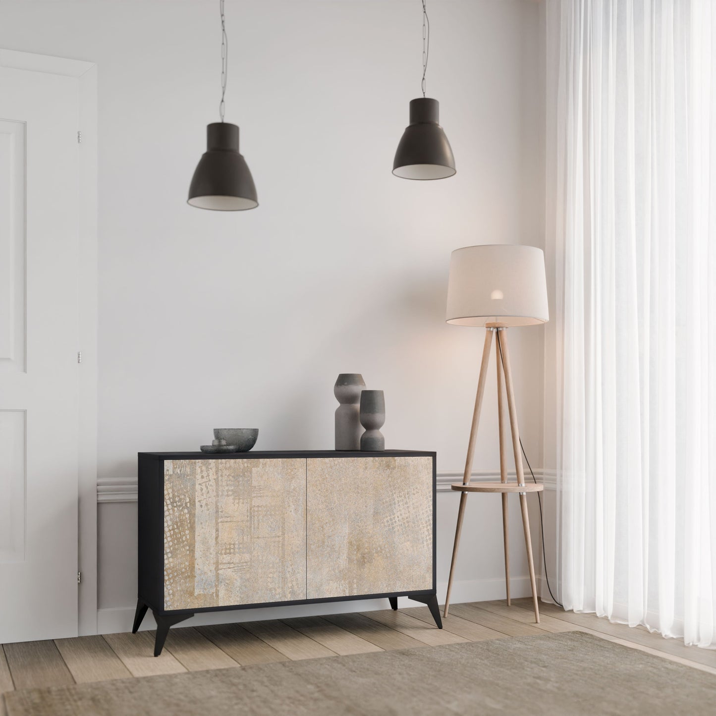 ERRORE SCHERMO Credenza a 2 ante in finitura nera