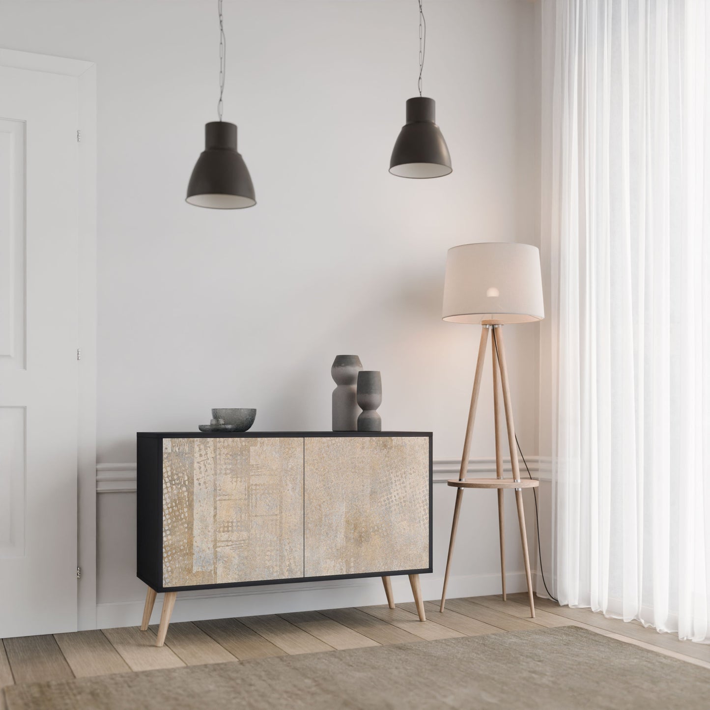ERRORE SCHERMO Credenza a 2 ante in finitura nera