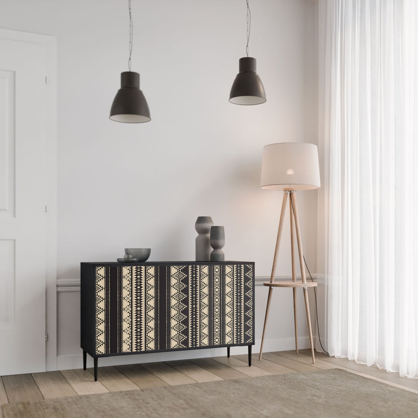 Credenza AZTEC a 2 ante in finitura nera