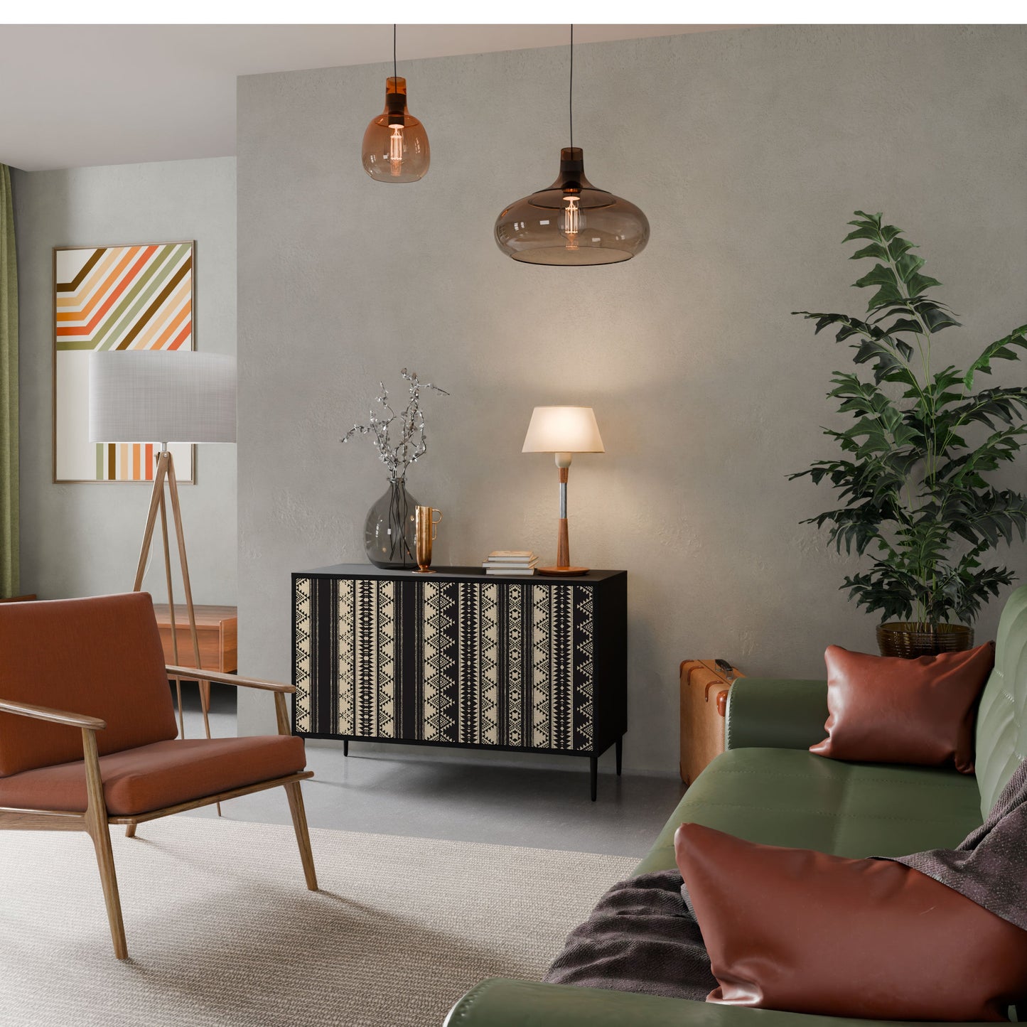 Credenza AZTEC a 2 ante in finitura nera
