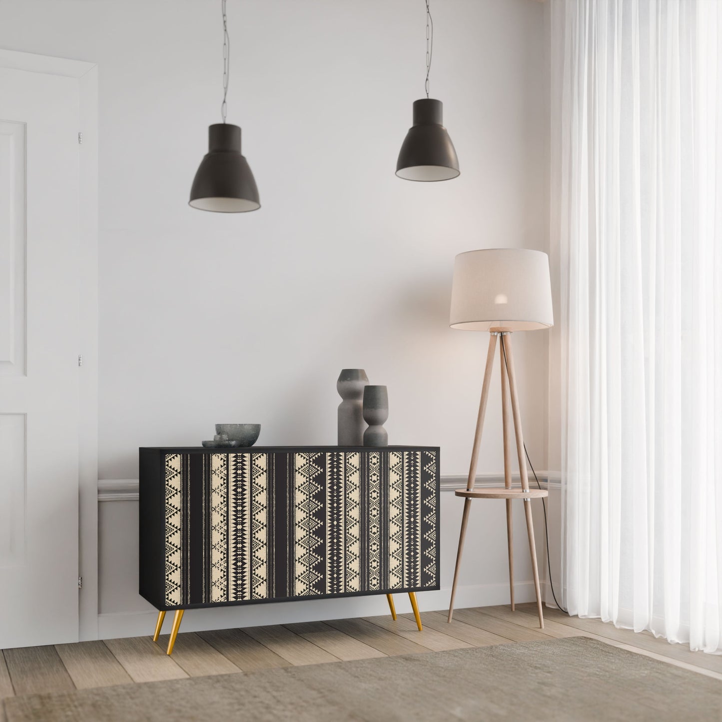Credenza AZTEC a 2 ante in finitura nera