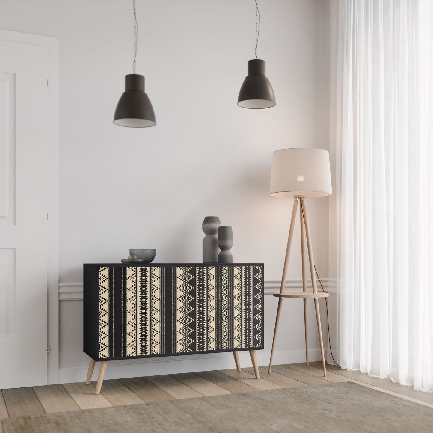 Credenza AZTEC a 2 ante in finitura nera
