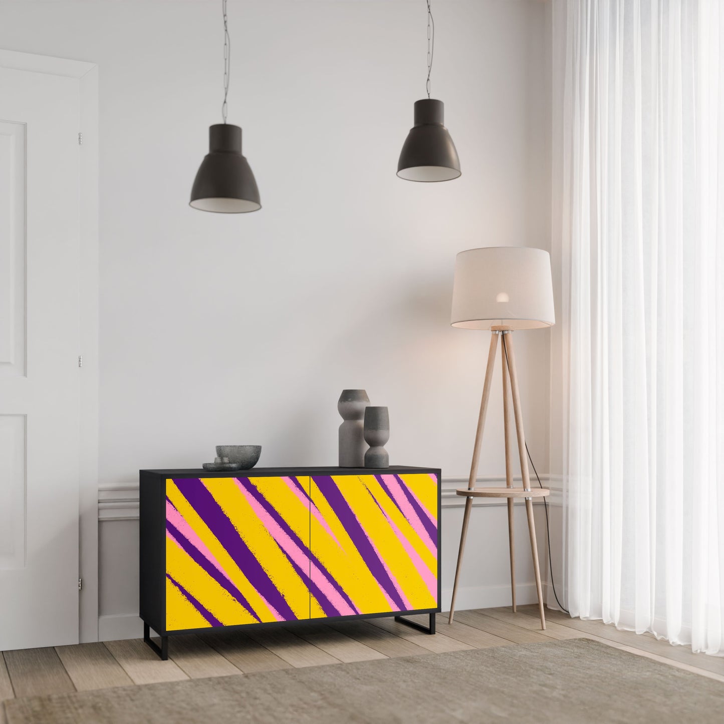 Credenza a 2 ante DREAMS COME TRUE in finitura nera