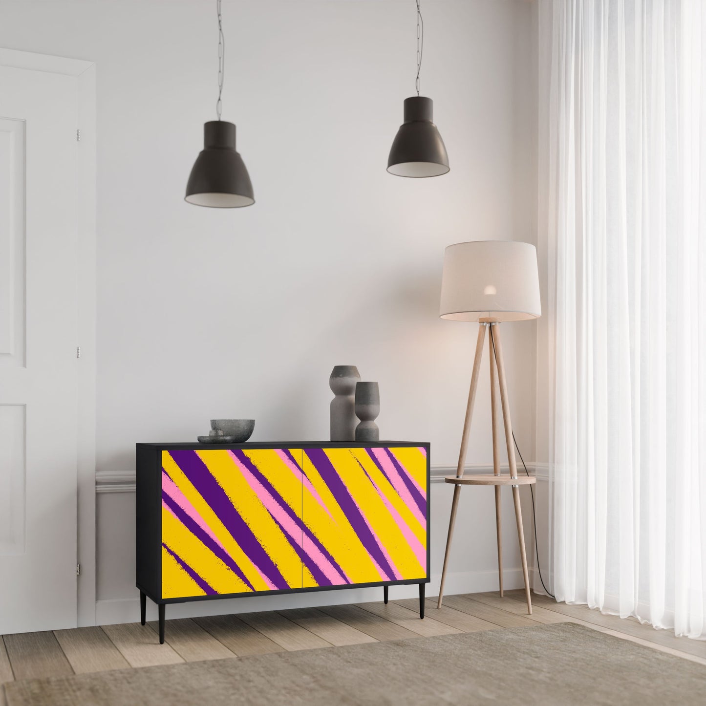 Credenza a 2 ante DREAMS COME TRUE in finitura nera