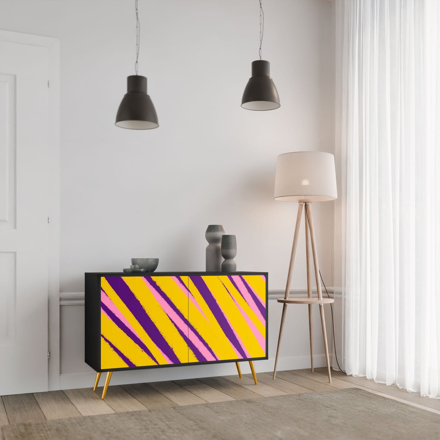 Credenza a 2 ante DREAMS COME TRUE in finitura nera
