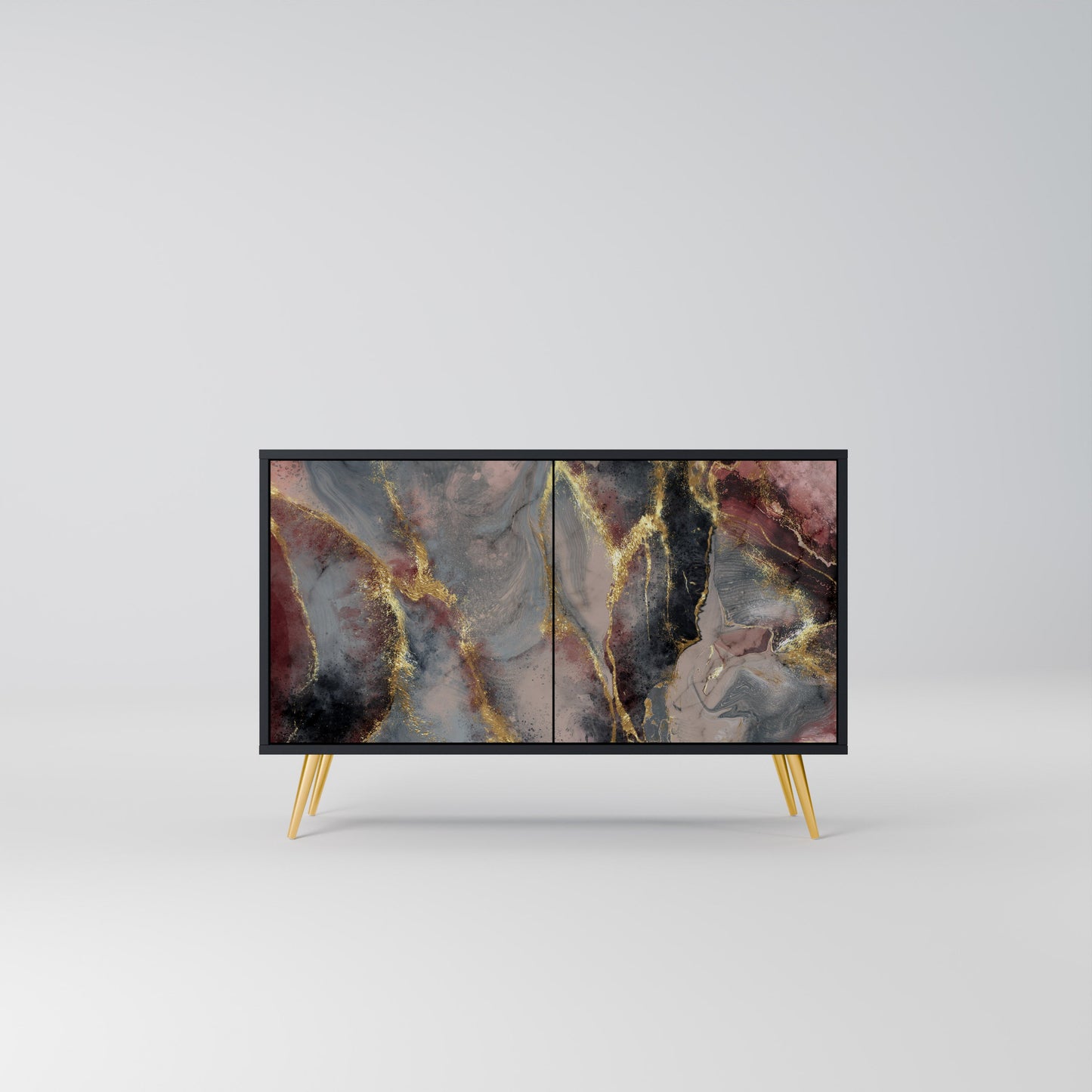 Credenza a 2 ante GOLDEN TIDES in finitura nera