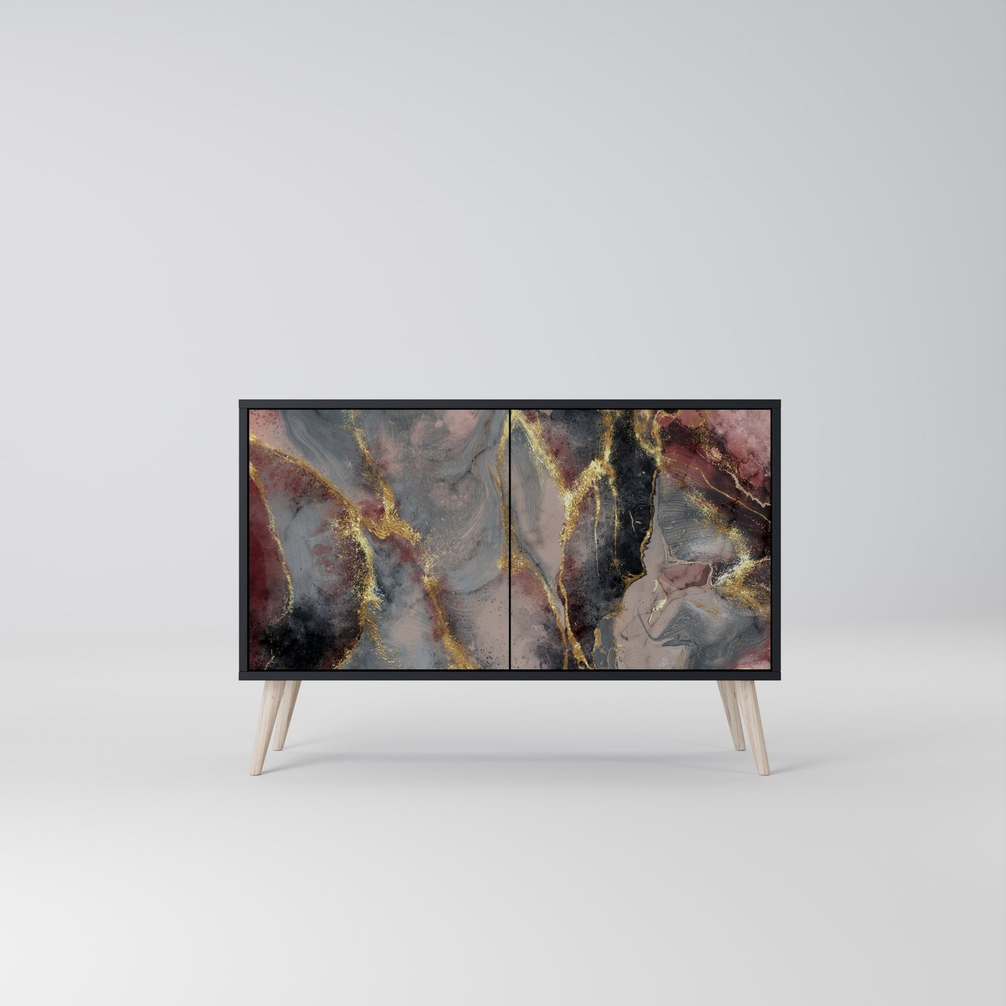 Credenza a 2 ante GOLDEN TIDES in finitura nera