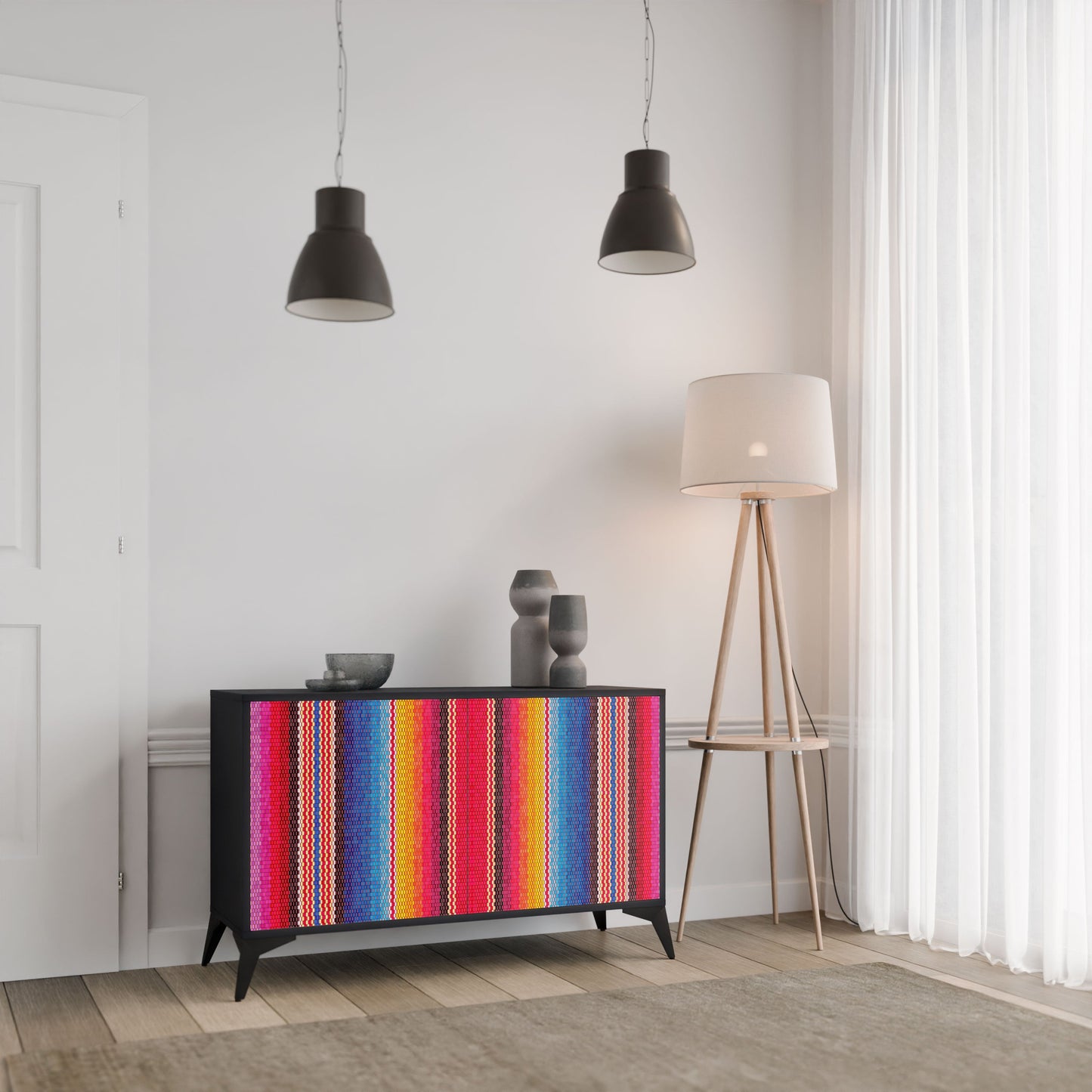 Credenza ETHNIC MEXICAN a 2 ante in finitura nera